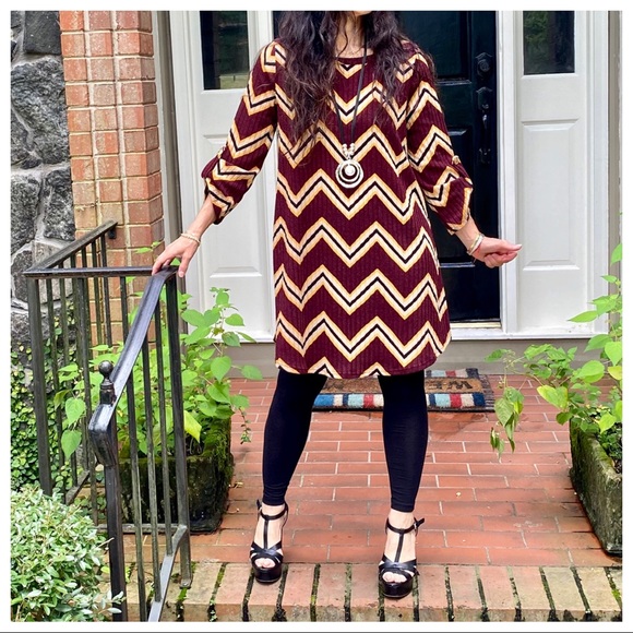 CHEVRON PRINT TUNIC DRESS - Picture 3 of 15